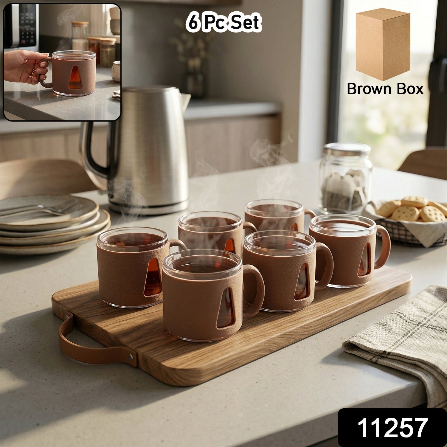 Tea Cup Set – Elegant 6-Piece Ceramic Round Serving Set