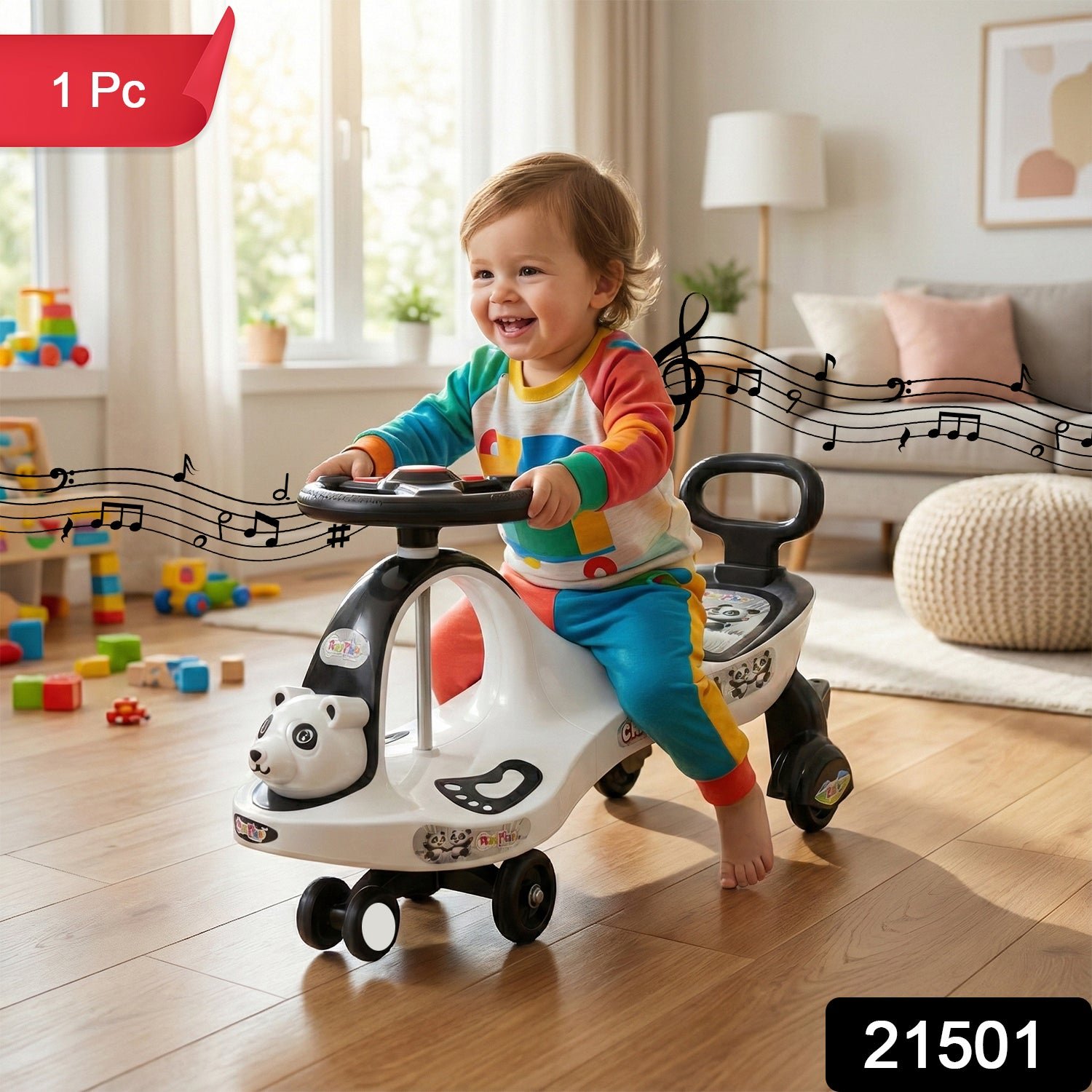 Baby Magic Swing Car Ride-On Toy with Music for Toddlers - Image 2