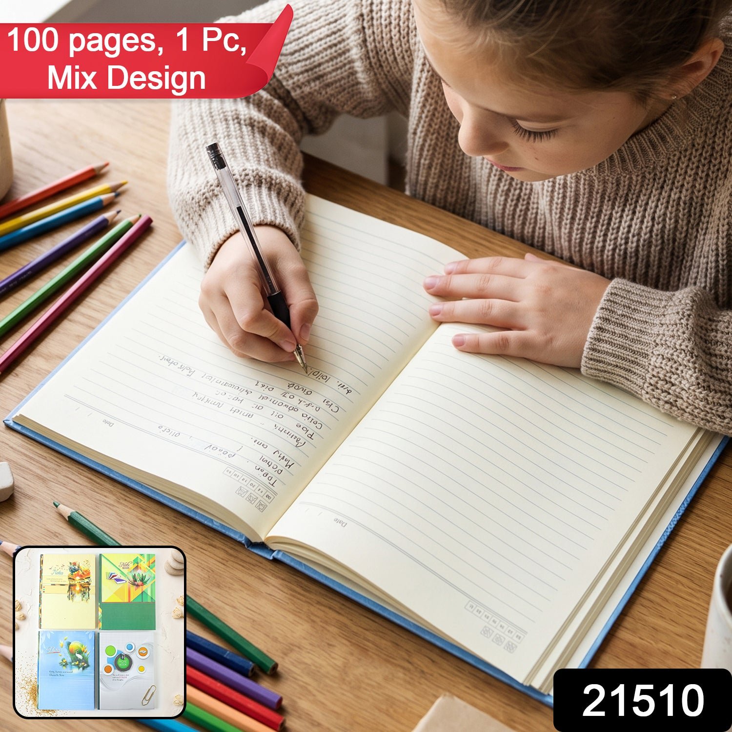 Hardbound Ruled Diary – Durable 100-Page Notebook 240x180mm - Image 2