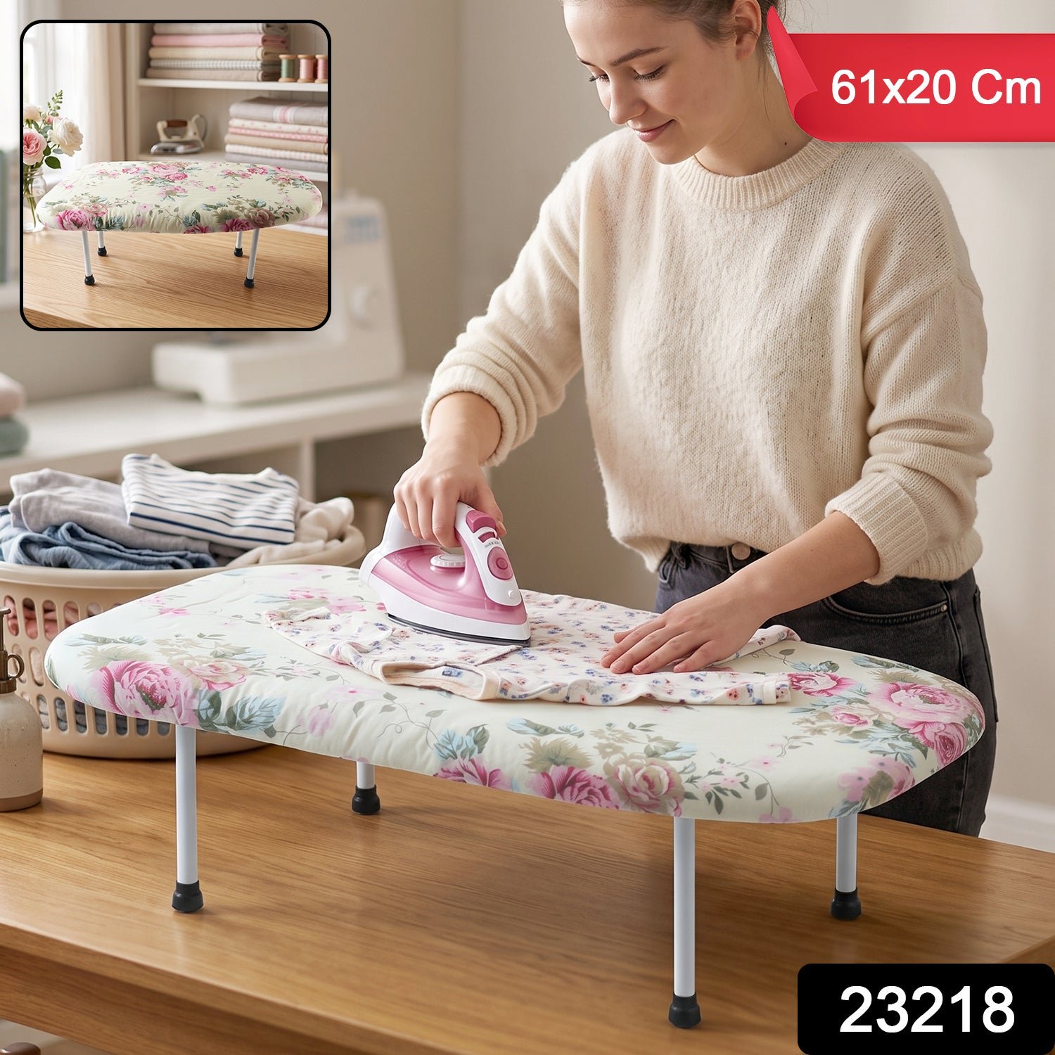 Foldable Tabletop Ironing Board, Portable Mini Iron Board with Cotton Cover (1 Pc) - Image 2