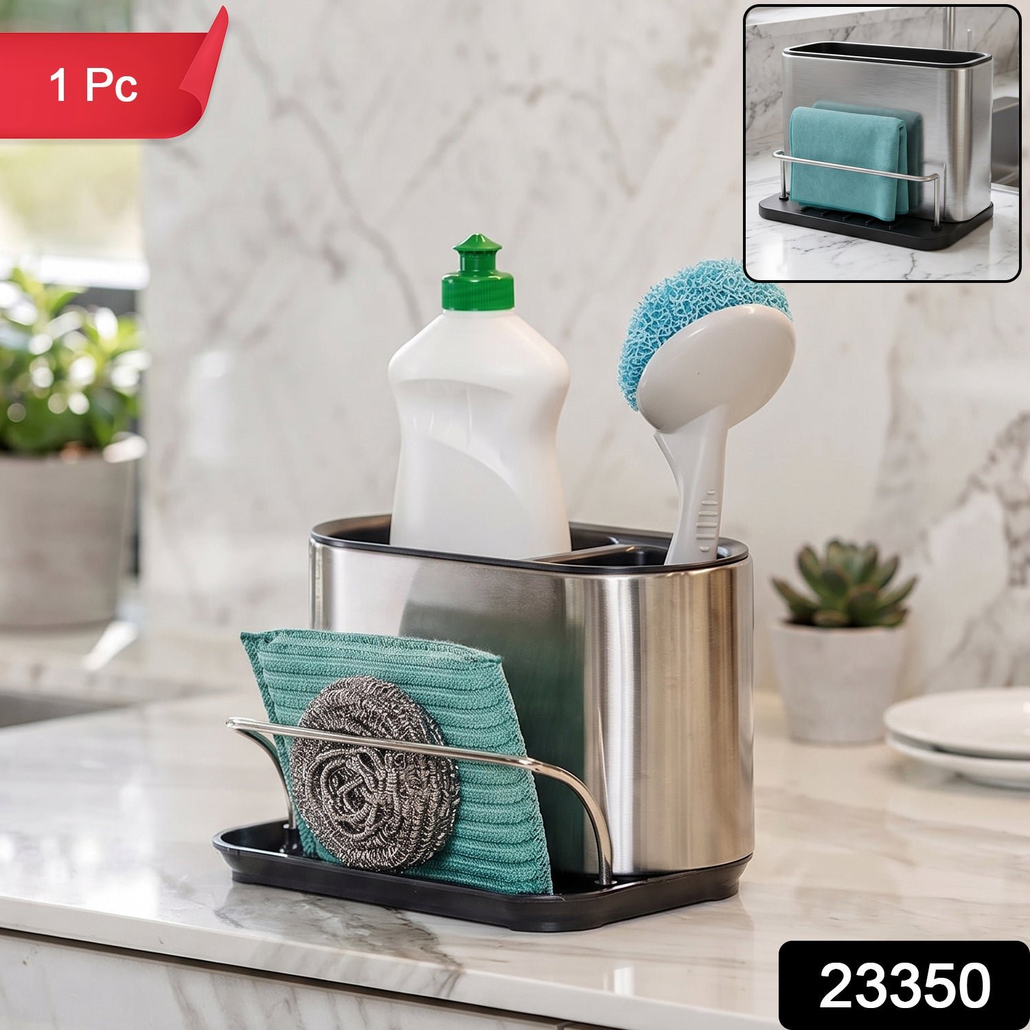 Stainless Steel Sink Caddy Organizer Rack Holder Kitchen Sponge Stand (1 Pc) - Image 2