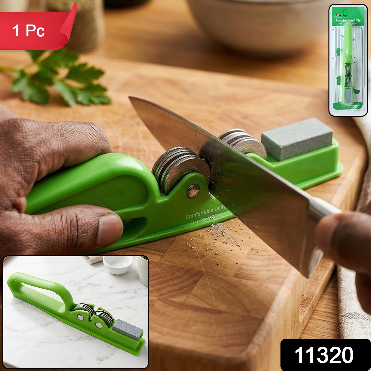 Handheld Knife Sharpener with Grip Handle, Manual Blade Sharpening Tool (1 Pc) - Image 2
