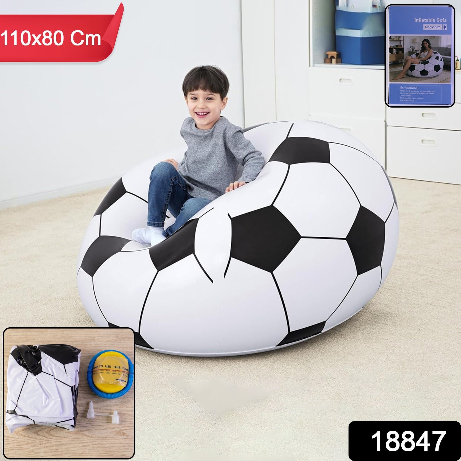 Inflatable Soccer Ball Lounge Chair – Fun & Comfortable for Kids - Image 2