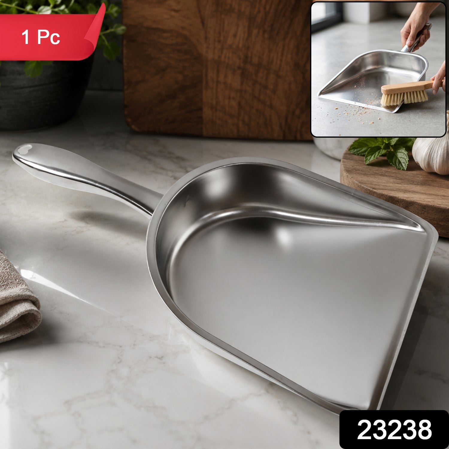 Stainless Steel Dustpan – Heavy Duty Cleaning Tool with Handle - Image 2