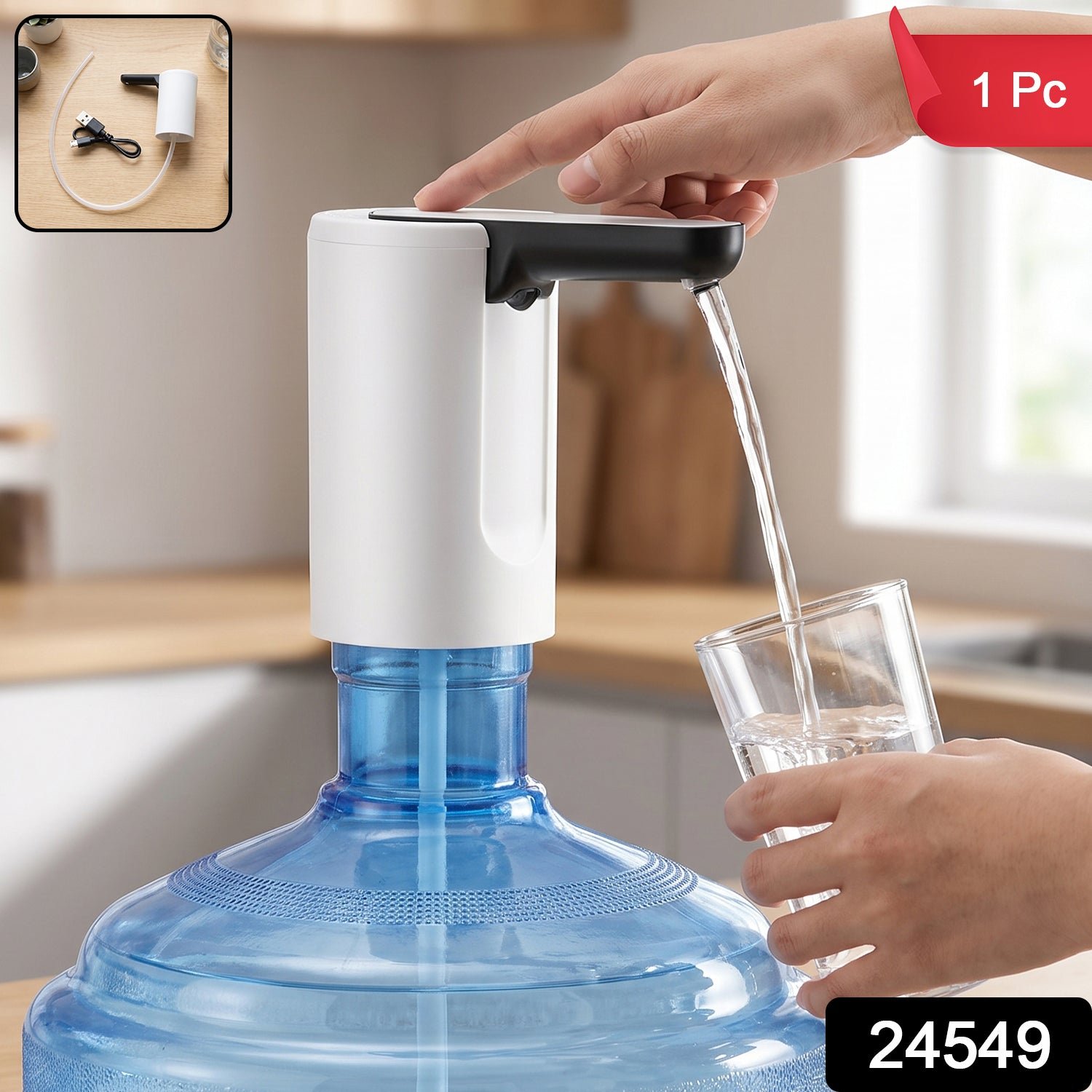 USB Rechargeable Electric Water Dispenser Pump with Remote (1 Pc) - Image 2