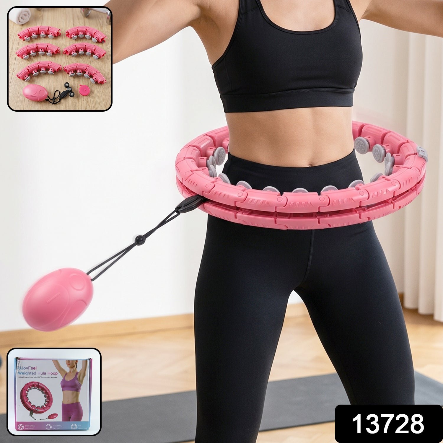 Adjustable Smart Weighted Hula Hoop with Massage Ball for Waist Slimming (1 Pc) - Image 2