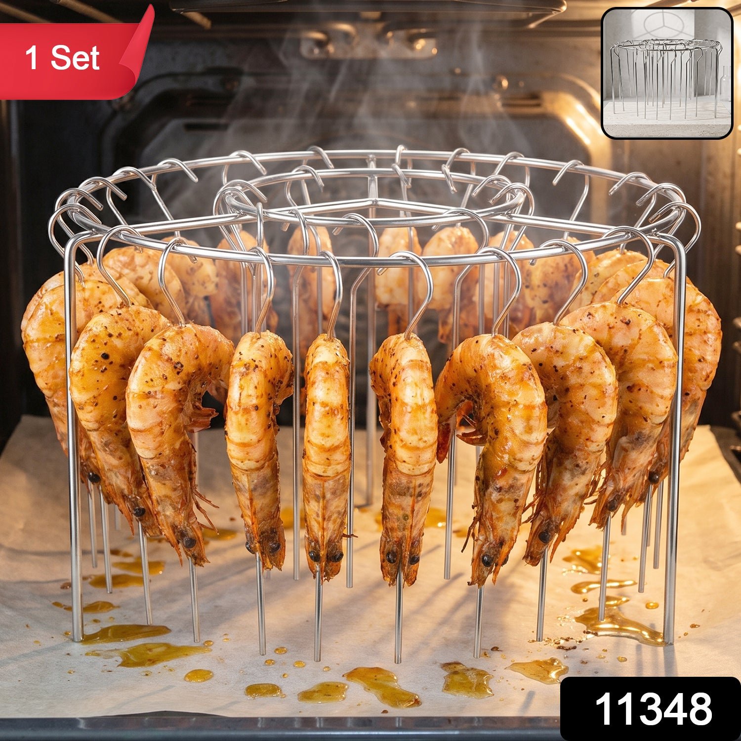 Air Fryer Skewer Stand Stainless Steel BBQ Kebab Rack Holder (1 Set) - Image 2