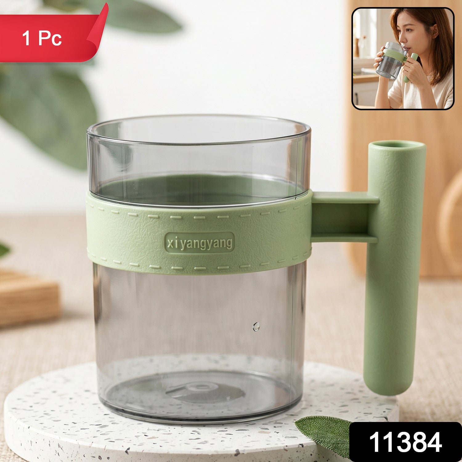 Transparent Plastic Cup with Handle Reusable Water Tea and Coffee M... - Image 2