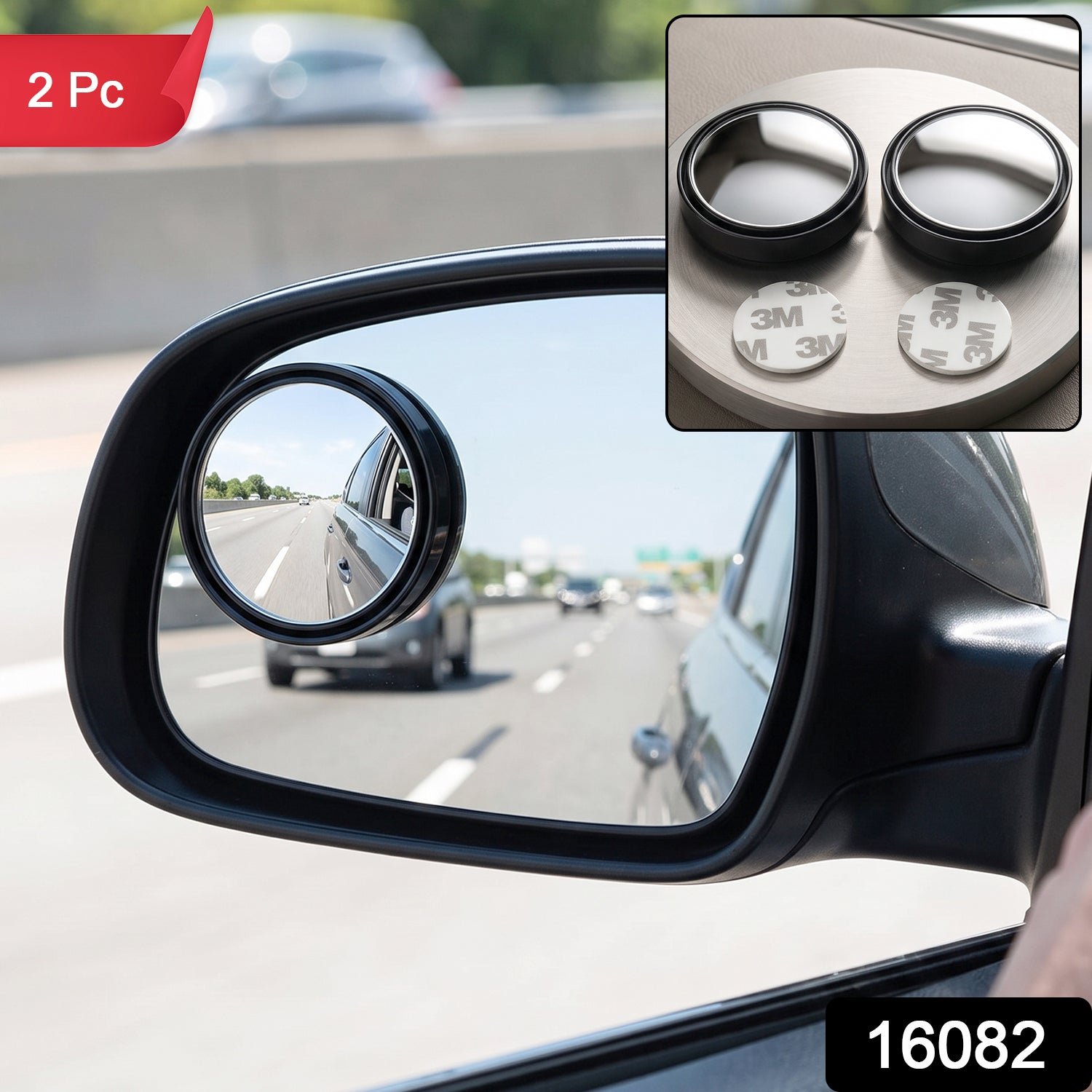 Round Blind Spot Mirror Wide Angle Rear View for Car 360 Degree (2 Pc Set) - Image 2