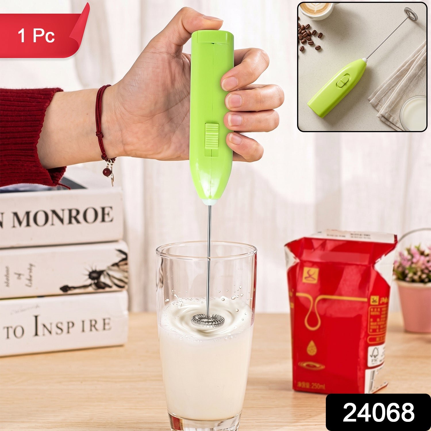 Handheld Electric Egg Beater Milk Frother Mini Whisk Coffee Beater (1 Pc) - Image 2
