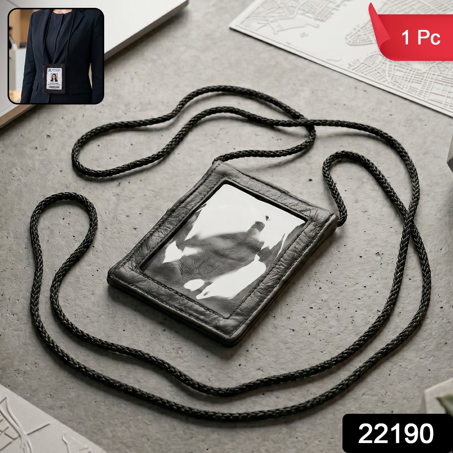 Leather Neck Wallet – Convenient ID & Card Holder with Lanyard - Image 2