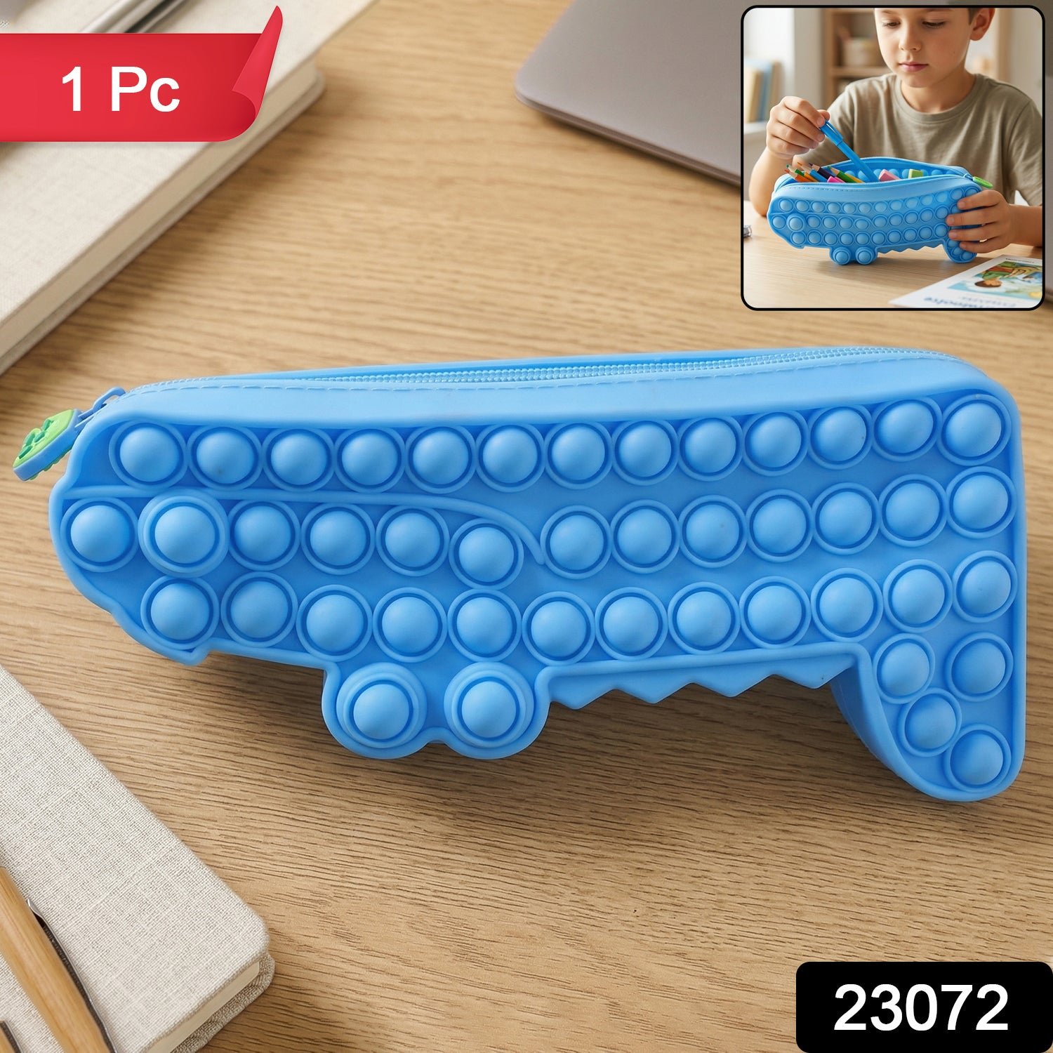 Pop It Crocodile Pencil Pouch – Stress-Relief Silicone & Spacious Design - Image 2