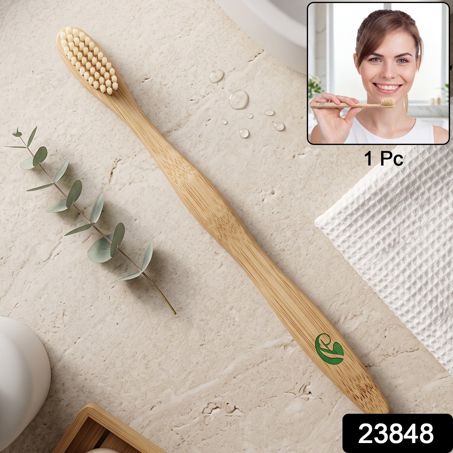 Soft Bamboo Toothbrush, Biodegradable Wooden Toothbrush with Natural Bristles (1 Pc) - Image 2