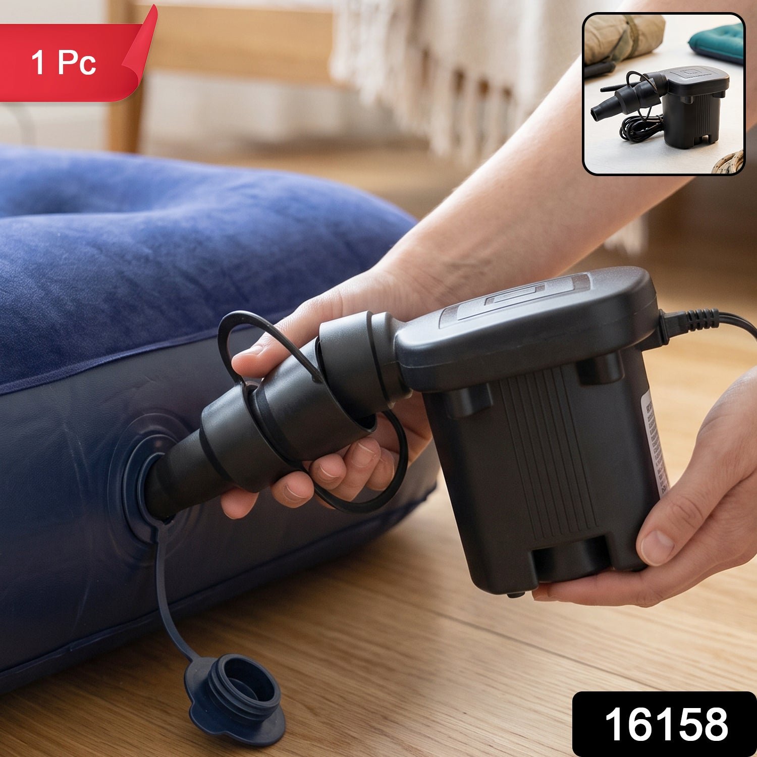Electric Air Pump with 3 Nozzles for Inflatable Mattress and Pool Toys (1 Pc) - Image 2