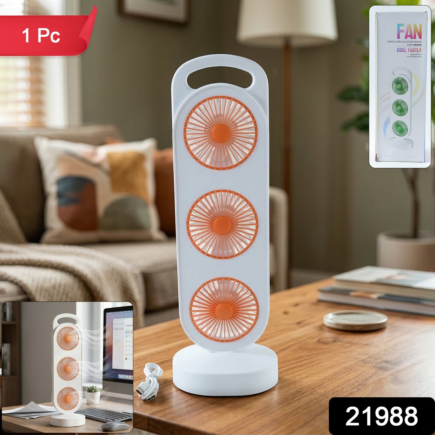 Portable 3 in 1 Table Fan – Compact Personal Cooling Solution - Image 2