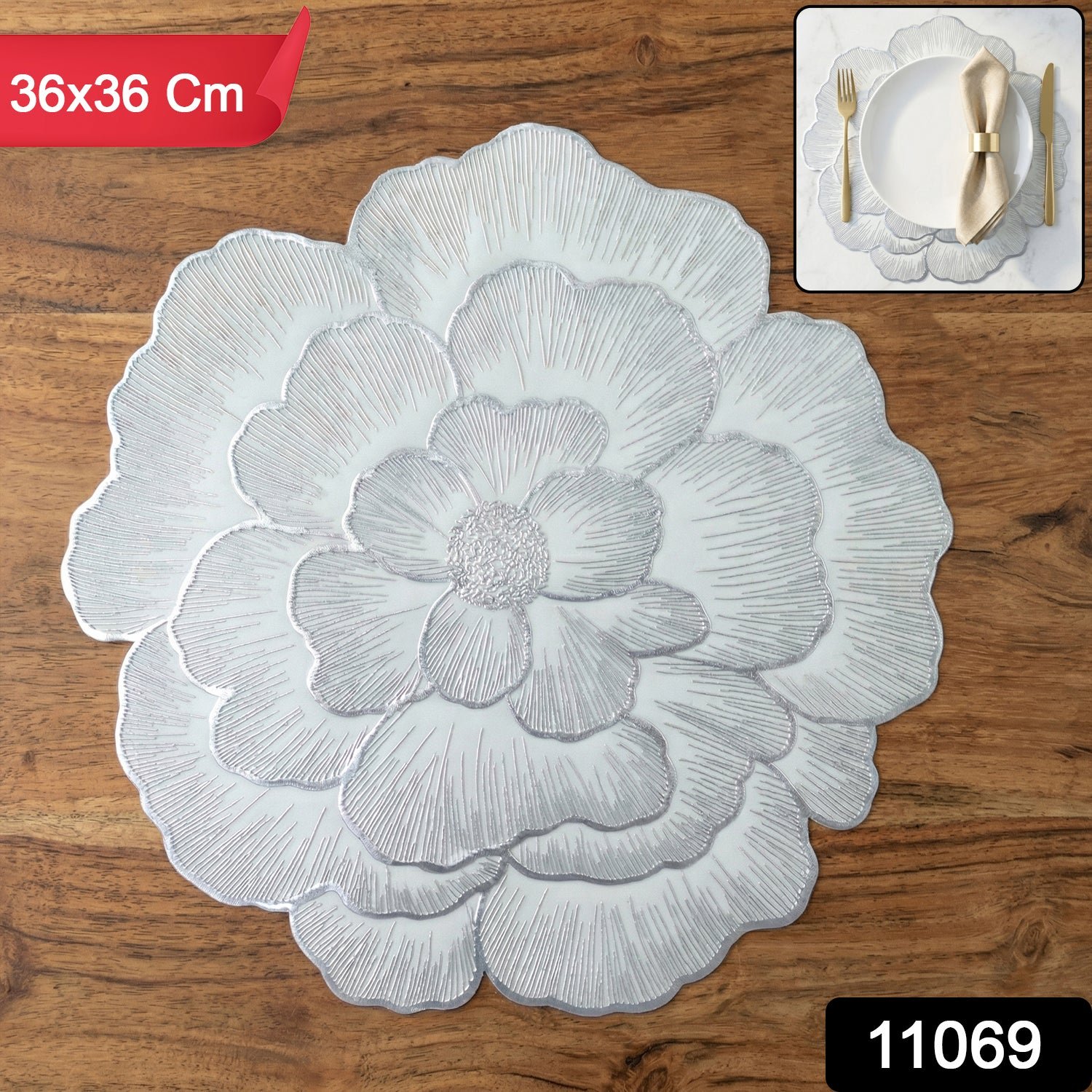 Round Floral PVC Table Mat – Waterproof & Heat Resistant for Dining - Image 2