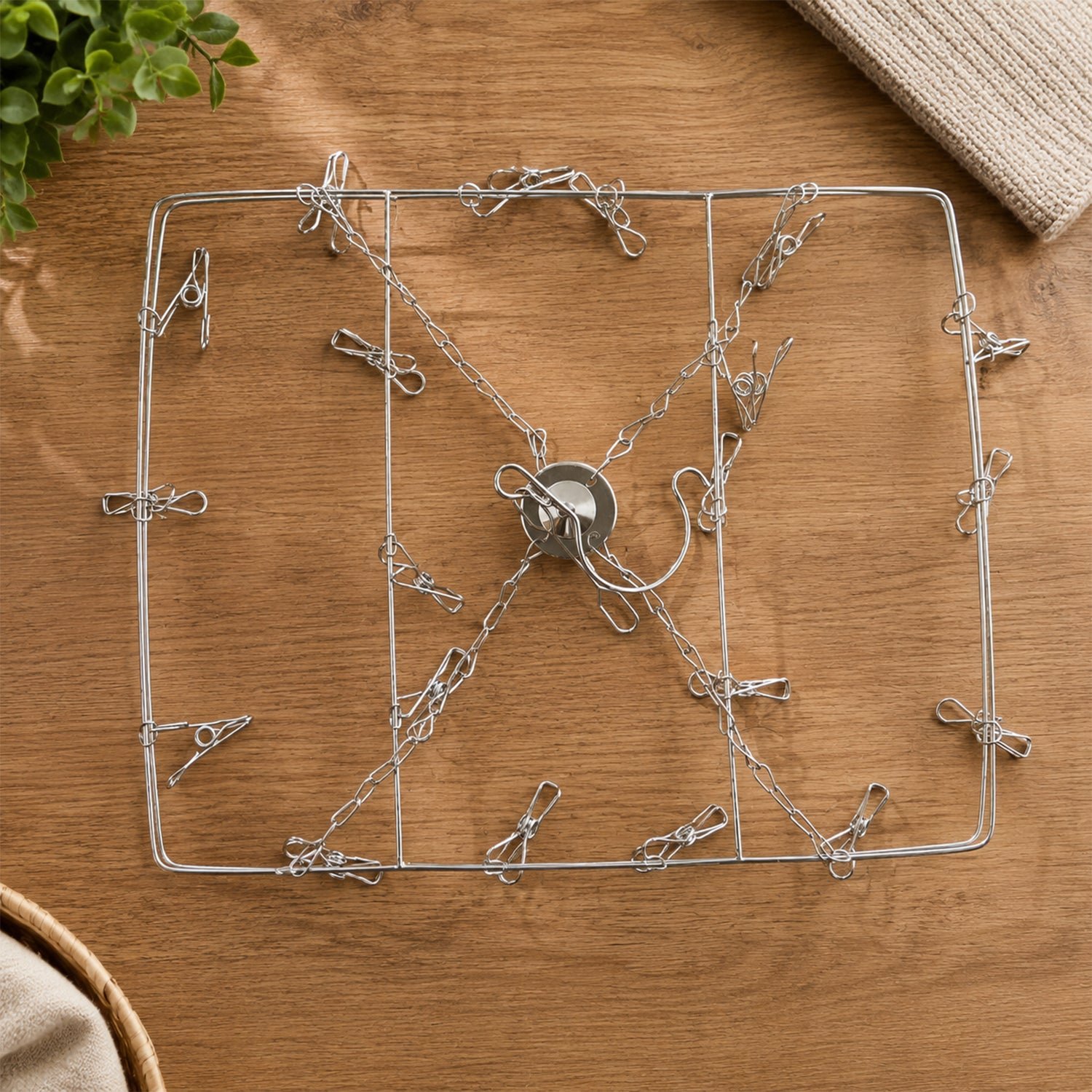 Stainless Steel Square Multi Clip Drying Hanger for Socks, Baby Clothes (1 Set) - Image 4