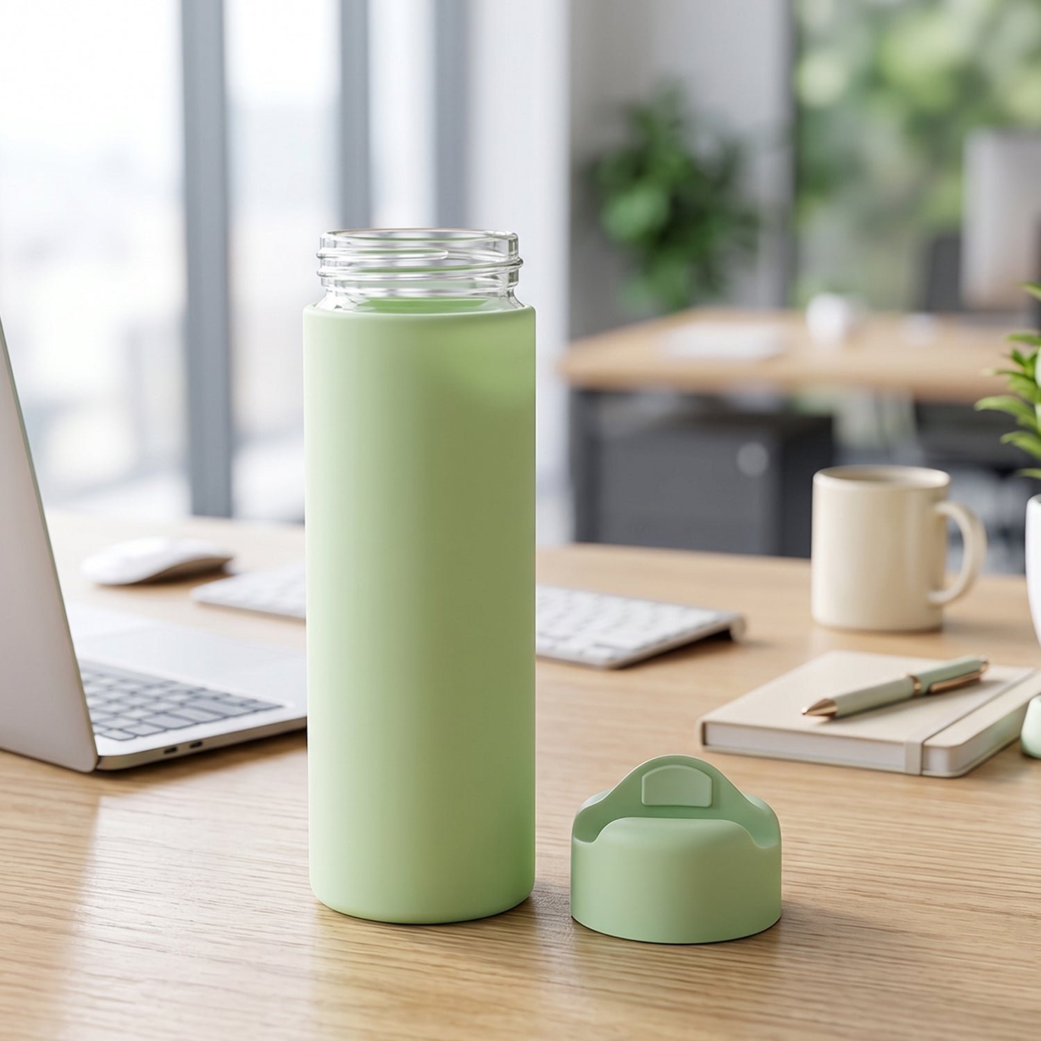 400 ML Glass Travel Water Bottle with Silicone Sleeve for Travellers (1 Pc) - Image 4