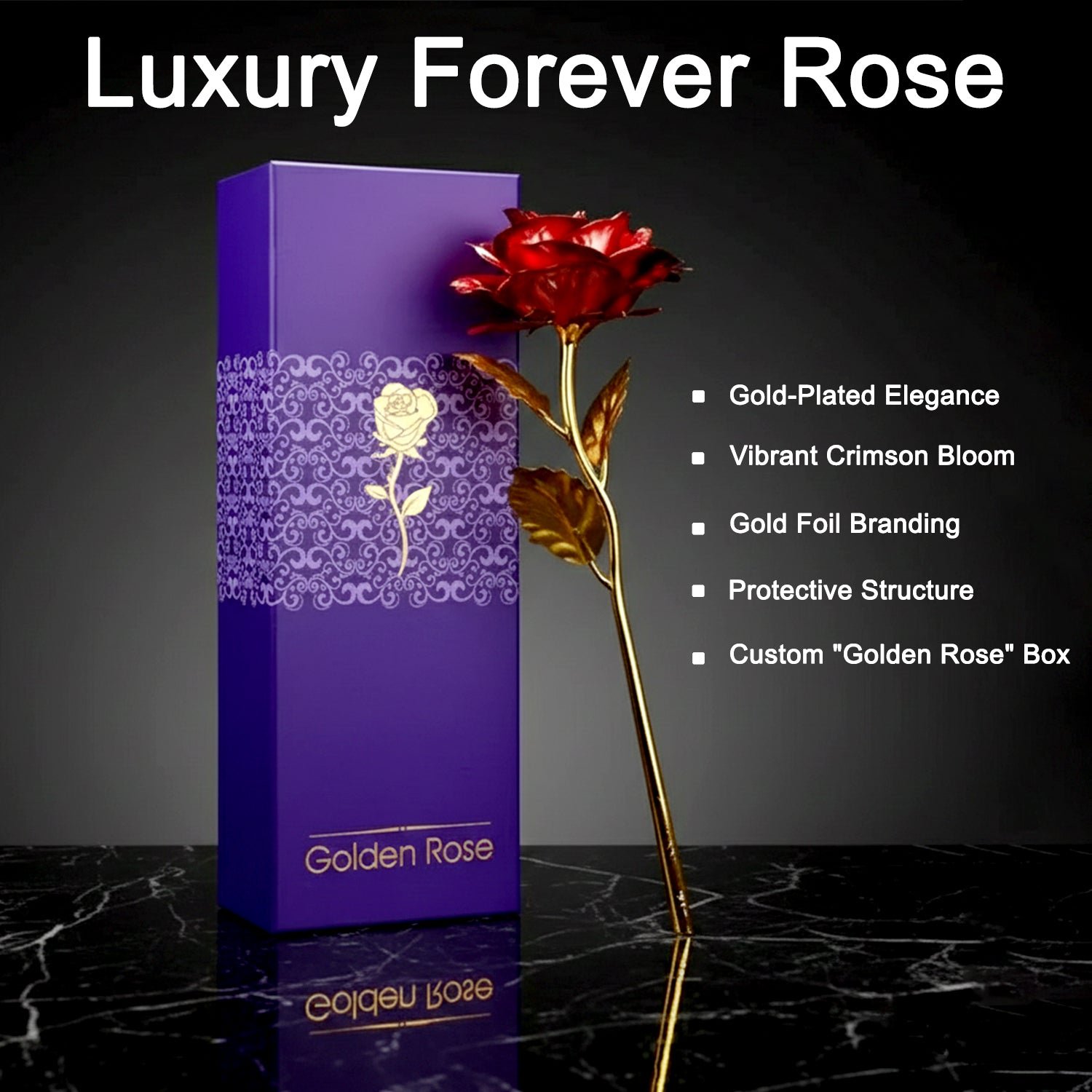24K Artificial Golden Rose – Elegant Lasting Gift with Box - Image 2