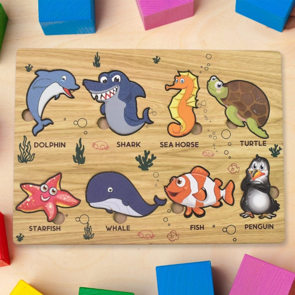 Wooden Sea Animal Puzzle - Educational Toy for Kids | Inventive Play