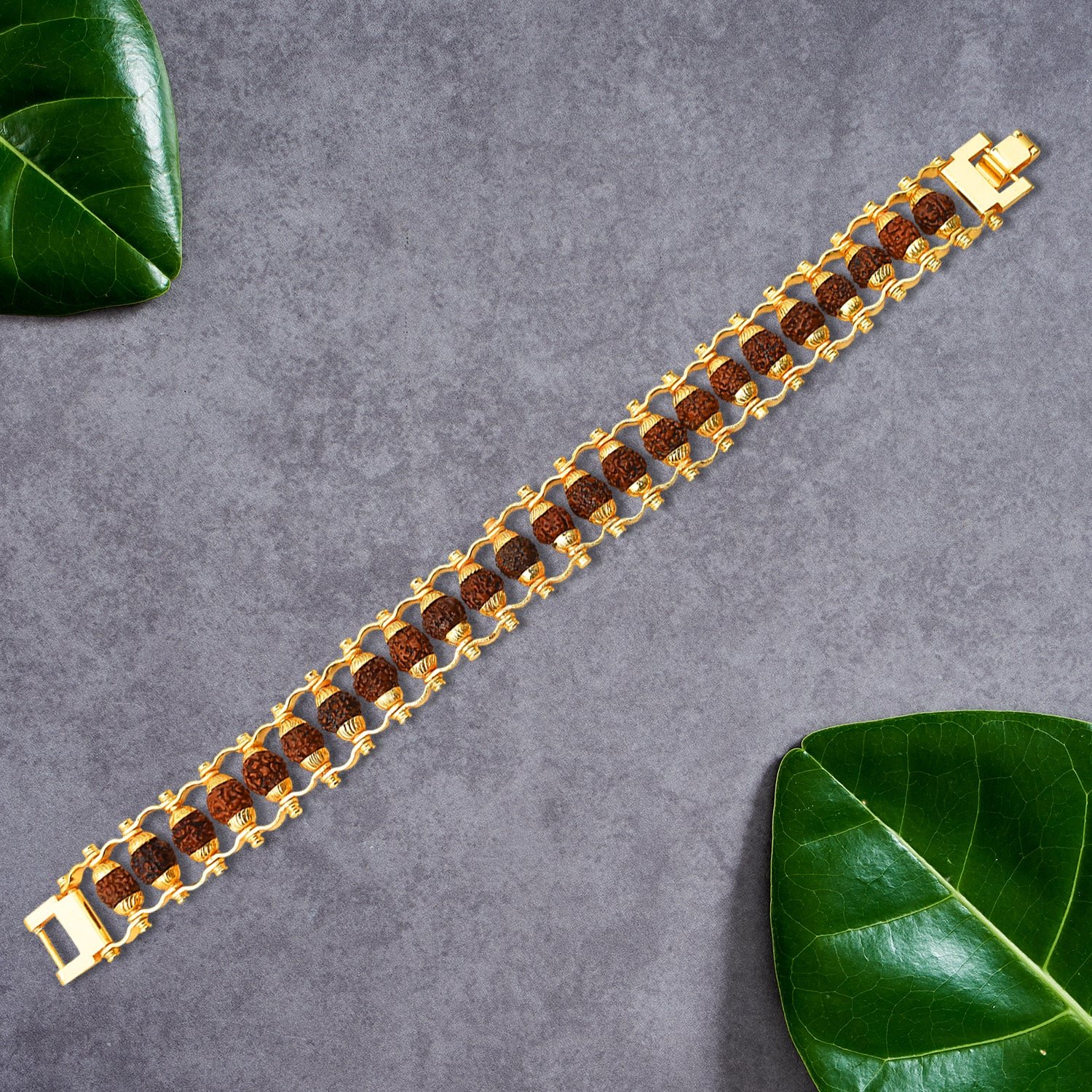 Rudraksha Bracelet – Golden Modern Design for Meditation | Bracelet Bar - Image 2