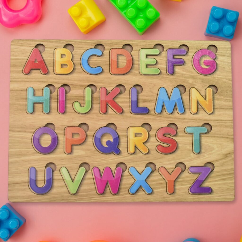 Wooden ABC Puzzle - Shapes Learning Board for Toddlers | Little Learners