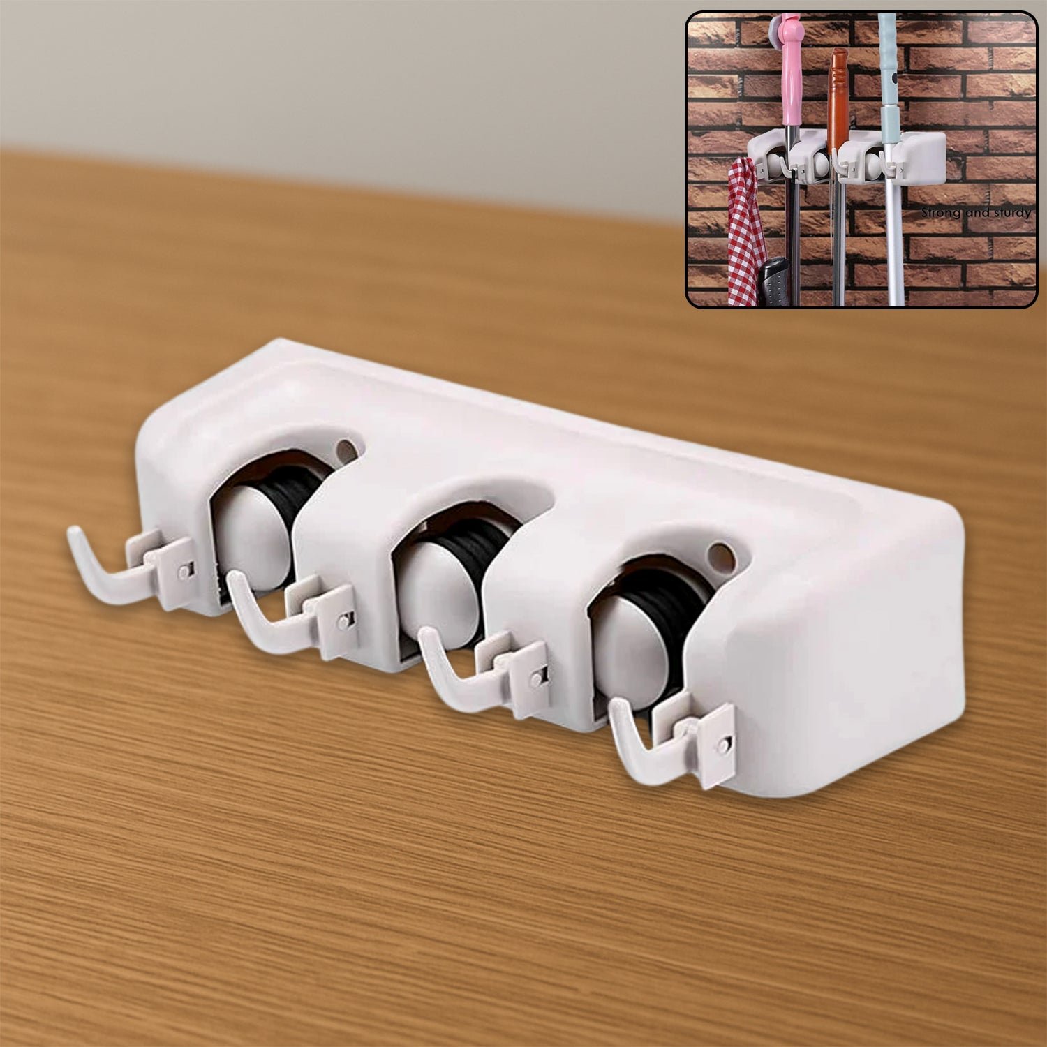 Mop and Broom Holder – 3 Layer Wall Organizer for Home | GlimmerHome - Image 2