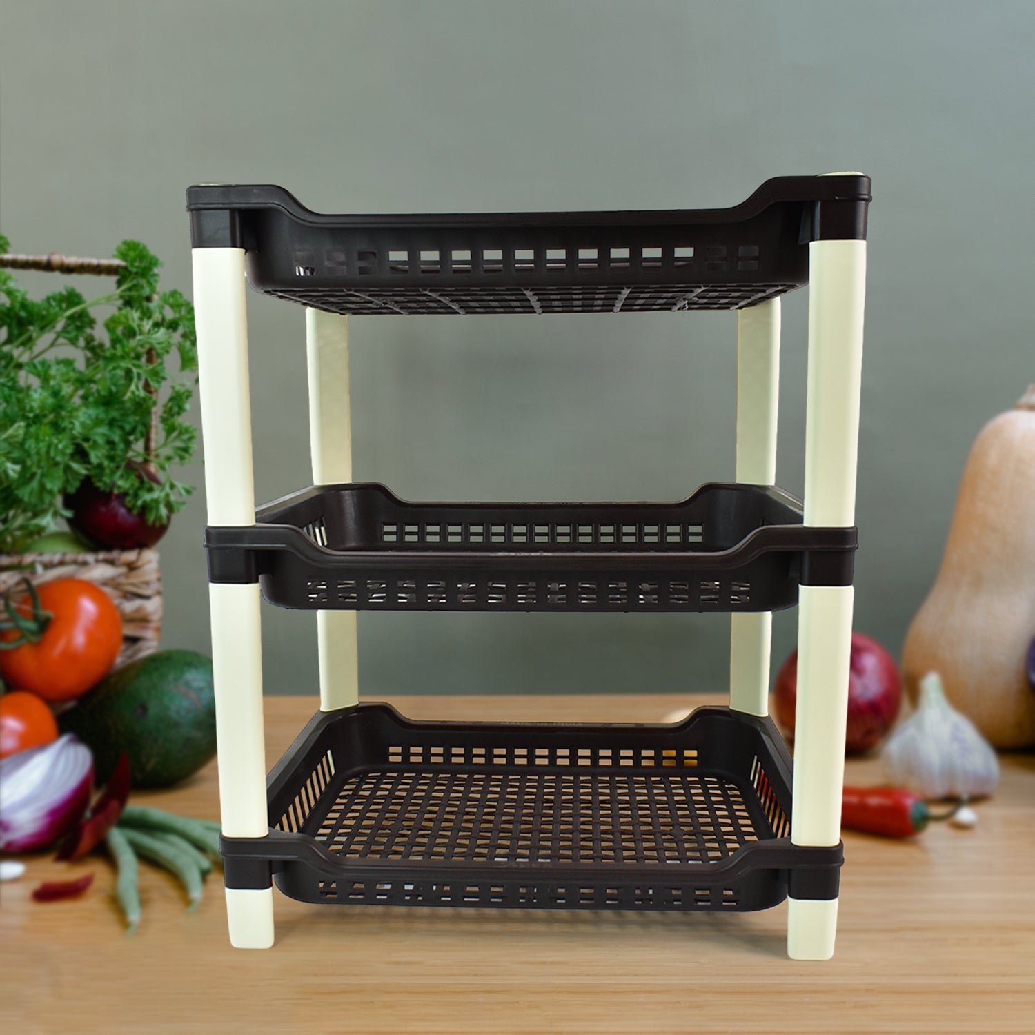 Plastic Storage Rack – 3-Tier Durable Multi-Use Organizer - Image 3