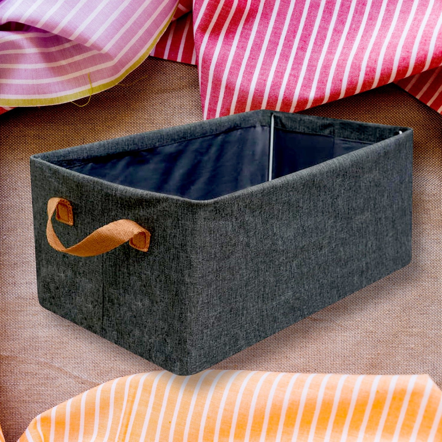 Foldable Storage Box – 46.5 cm Cotton Linen Organizer | Organivo - Image 3