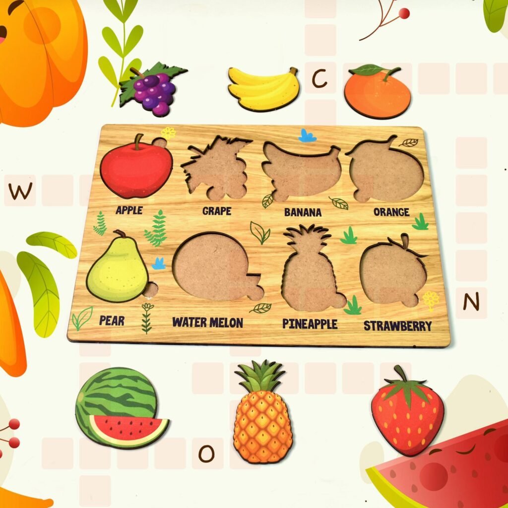 Wooden Fruit Puzzle - Toddler Learning Board | Inventive Play