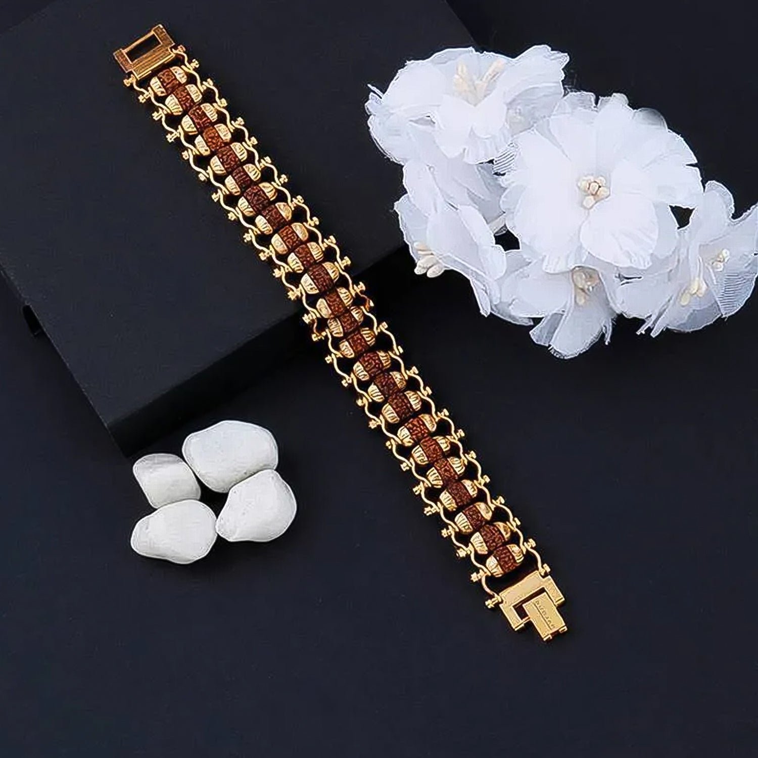 Rudraksha Bracelet – Golden Modern Design for Meditation | Bracelet Bar - Image 5