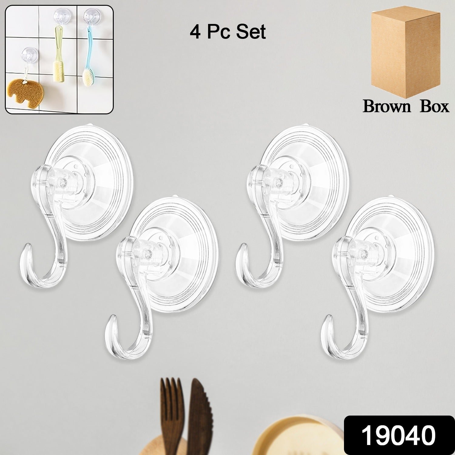 Plastic Suction Cup Hooks – Strong Hold & Reusable 4-Pc Set - Image 2