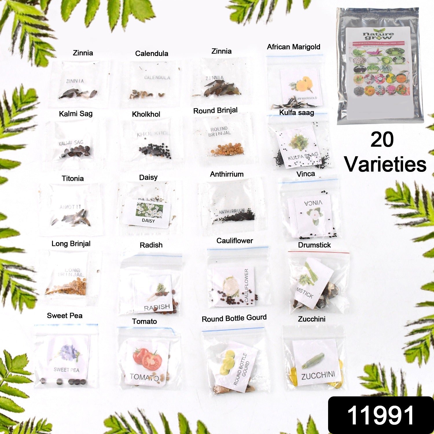 Vegetable & Flower Seeds Combo – 20 Varieties for Home Garden - Image 2