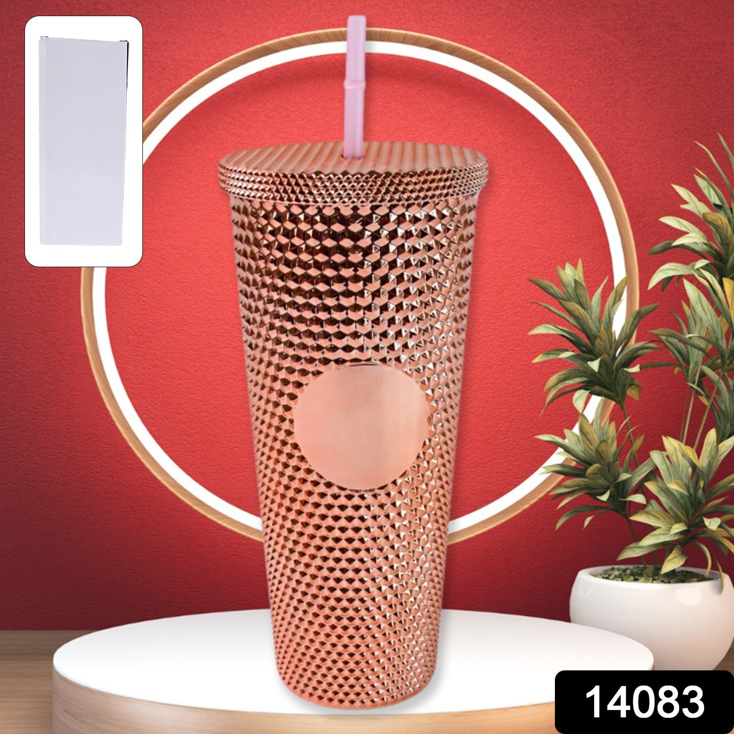 Studded Tumbler – Double Walled Cold Cup with Straw Lid - Image 2