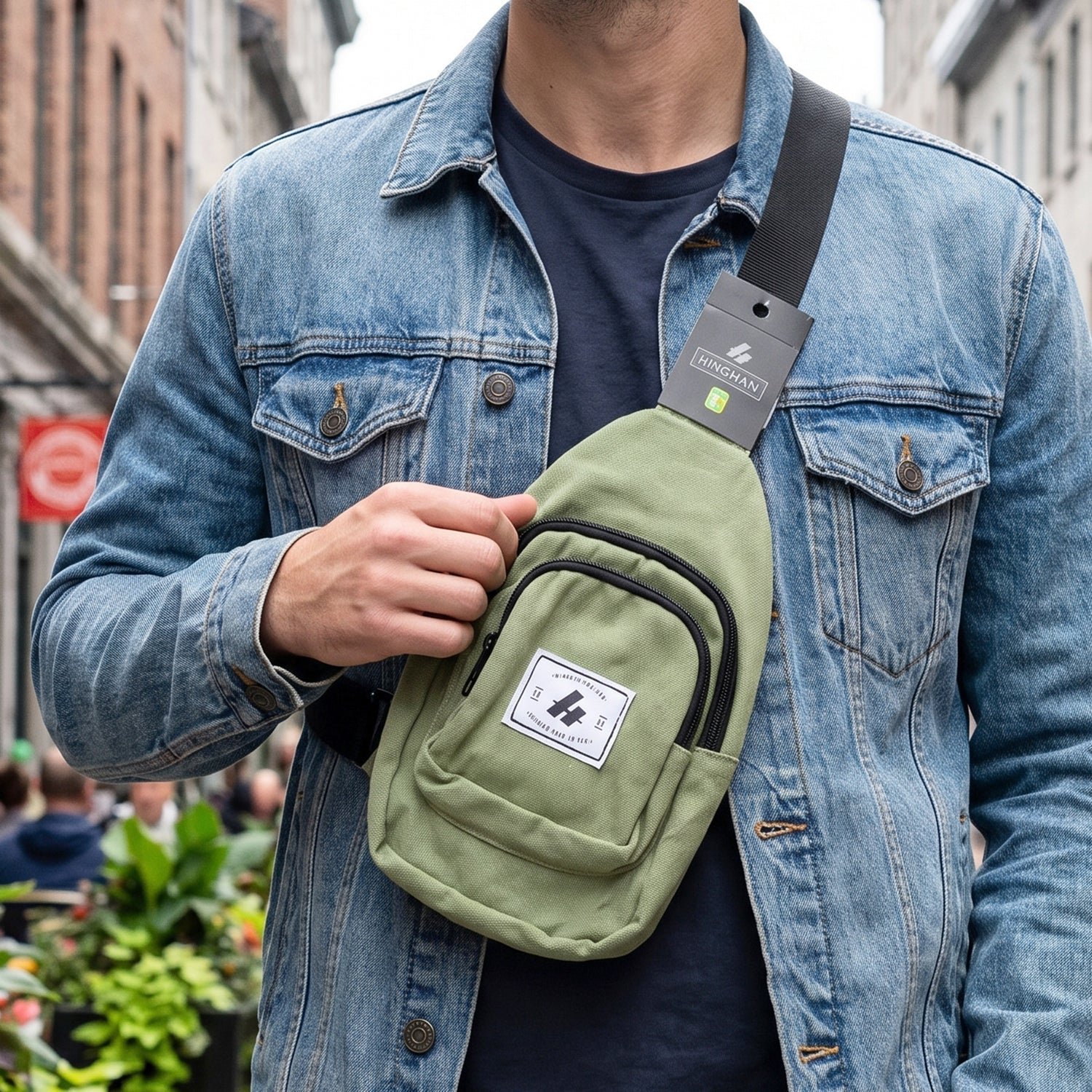 Men Multi Pocket Sling Crossbody Chest Bag Compact Canvas Bag (1 Pc) - Image 4