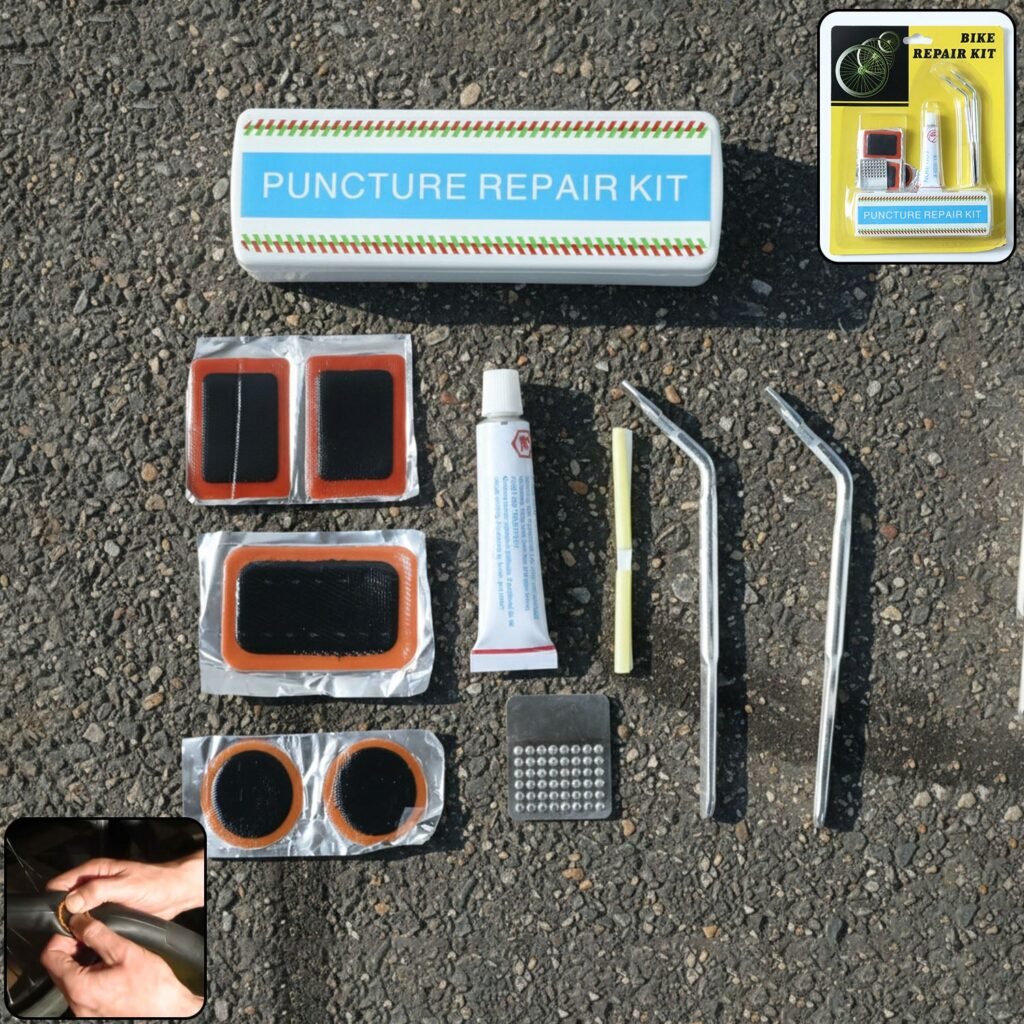 Bicycle Tire Repair Kit – Portable Puncture Patch Set with Adhesive