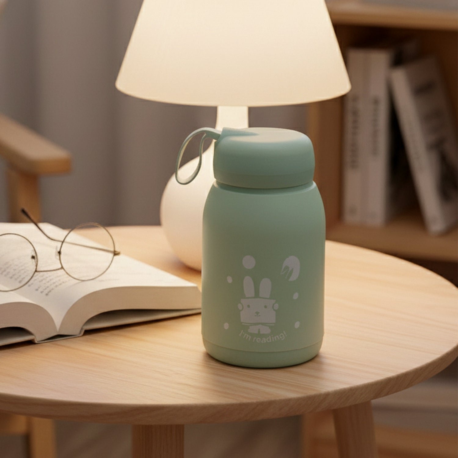 Rabbit Printed Insulated Glass Water Bottle – Leak Proof 330ml - Image 4