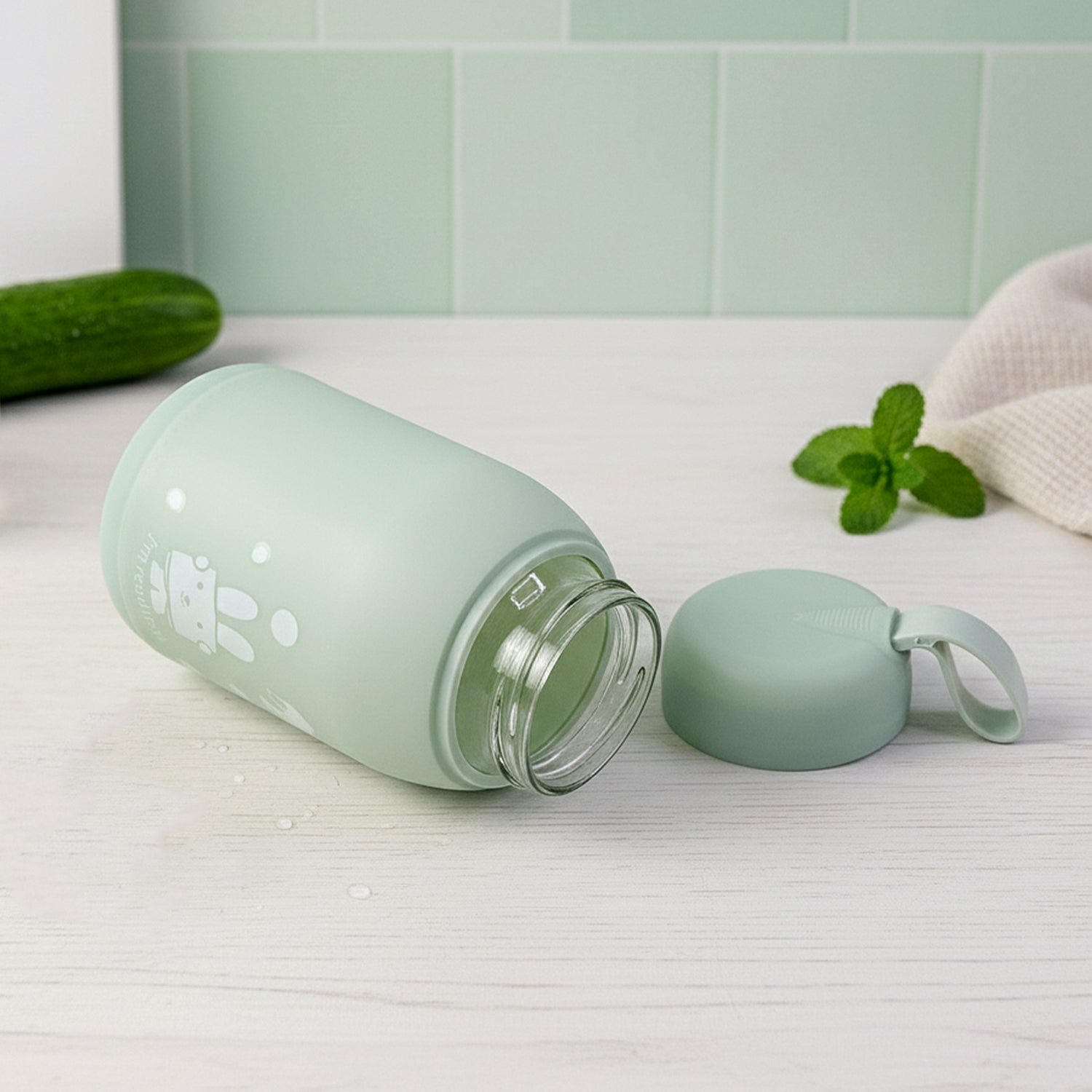Rabbit Printed Insulated Glass Water Bottle – Leak Proof 330ml - Image 7