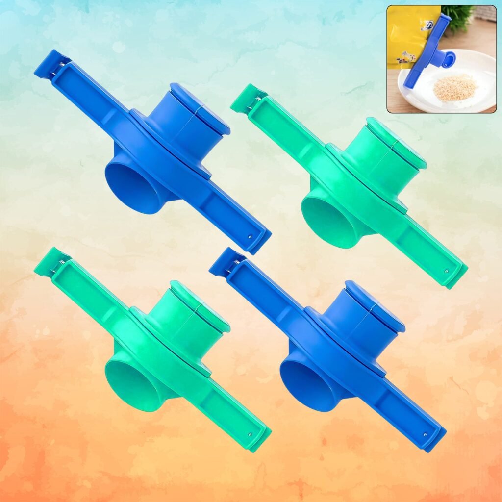 Food Pouch Sealer Clip – 4 Pc Set with Pour Spout