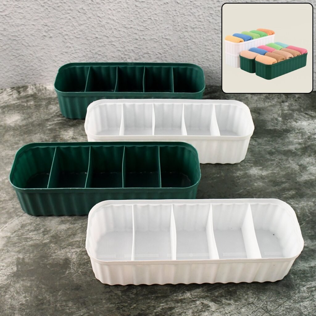 Drawer Organizer for Socks – 5-Compartment Storage (4-Pack) | Organivo