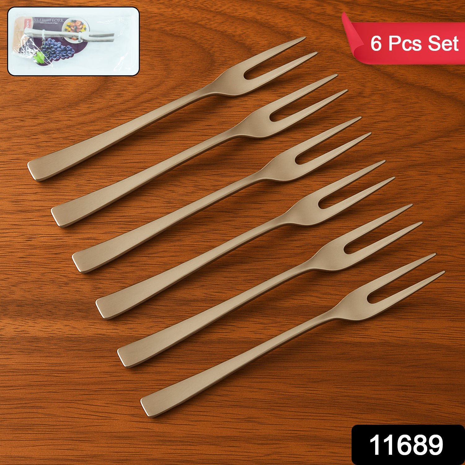 Stainless Steel Fruit Fork Set – Durable & Elegant 6 Pieces - Image 2