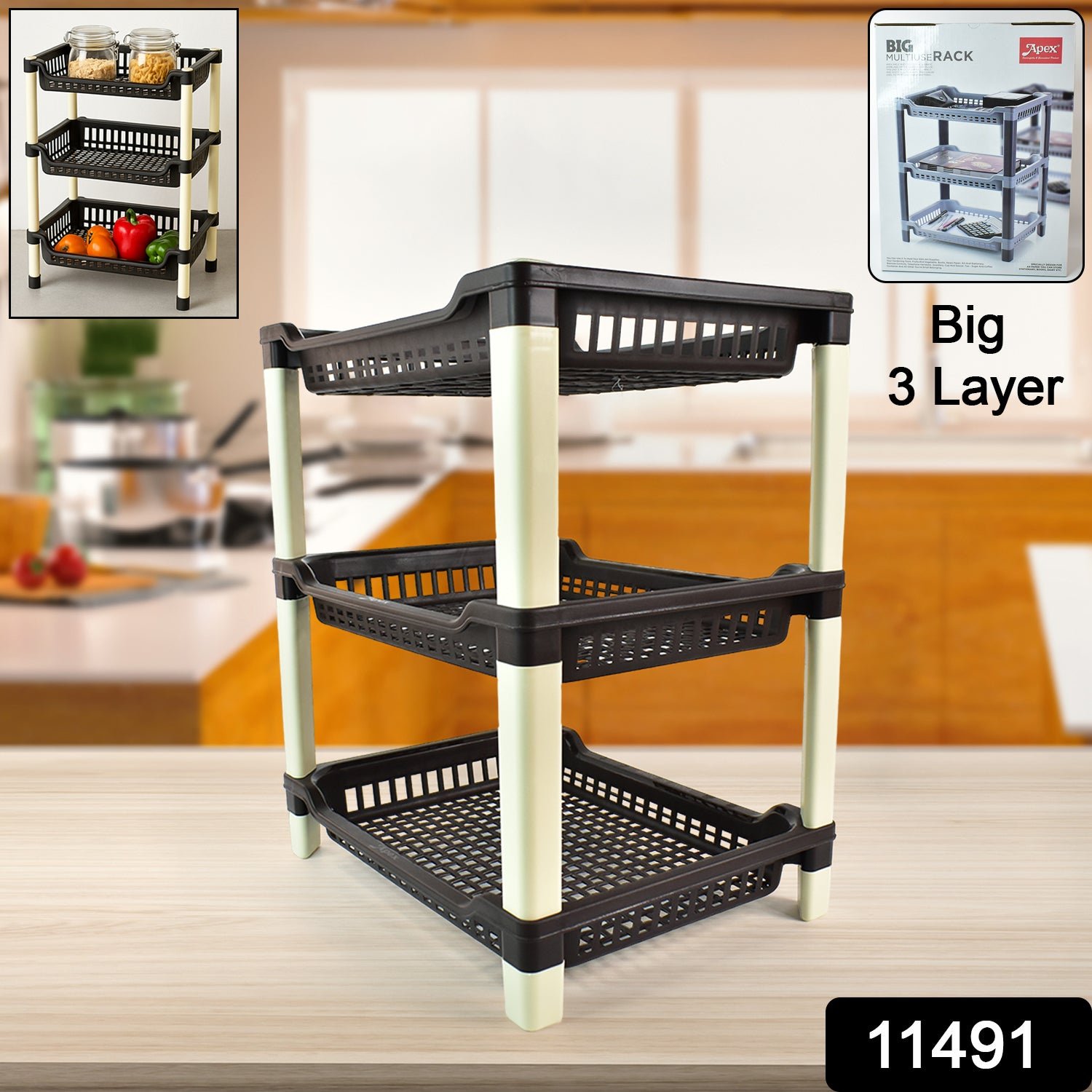 Plastic Storage Rack – 3-Tier Durable Multi-Use Organizer - Image 2