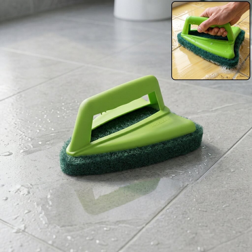 Bathroom Tile Scrubber – Abrasive Head & Handle | Pro Clean