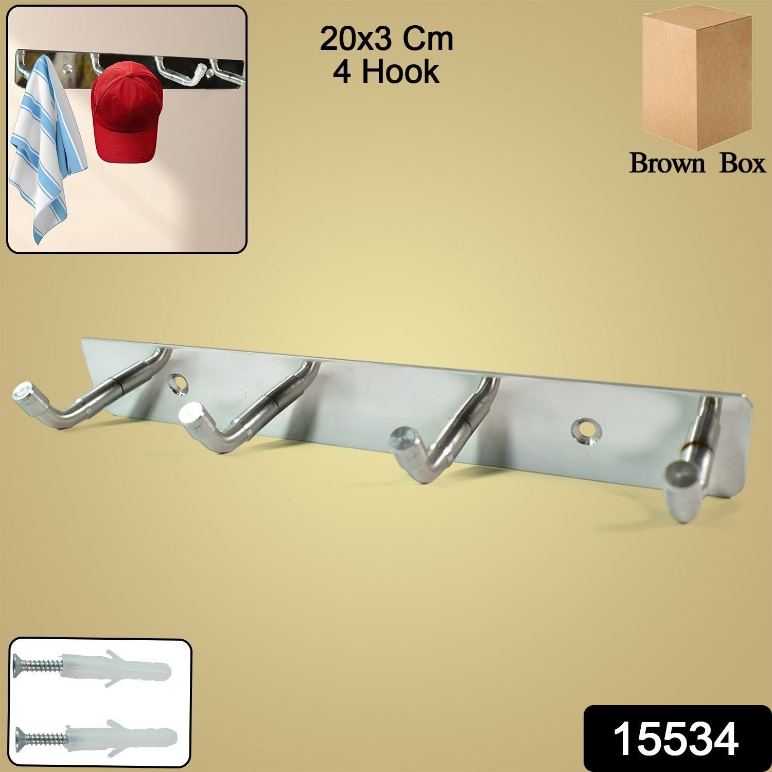 Stainless Steel Coat Hook Rack – 4 Heavy Duty Hooks for Home - Image 2
