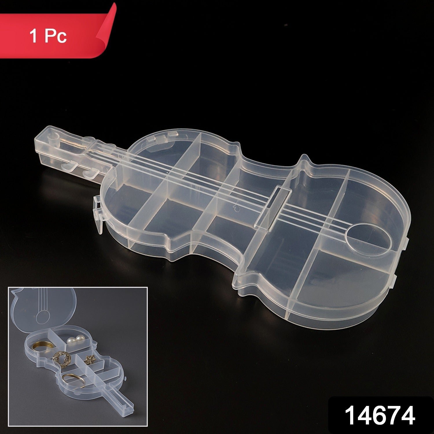 Violin Shape Storage Box – Multi-Compartment Organizer - Image 2