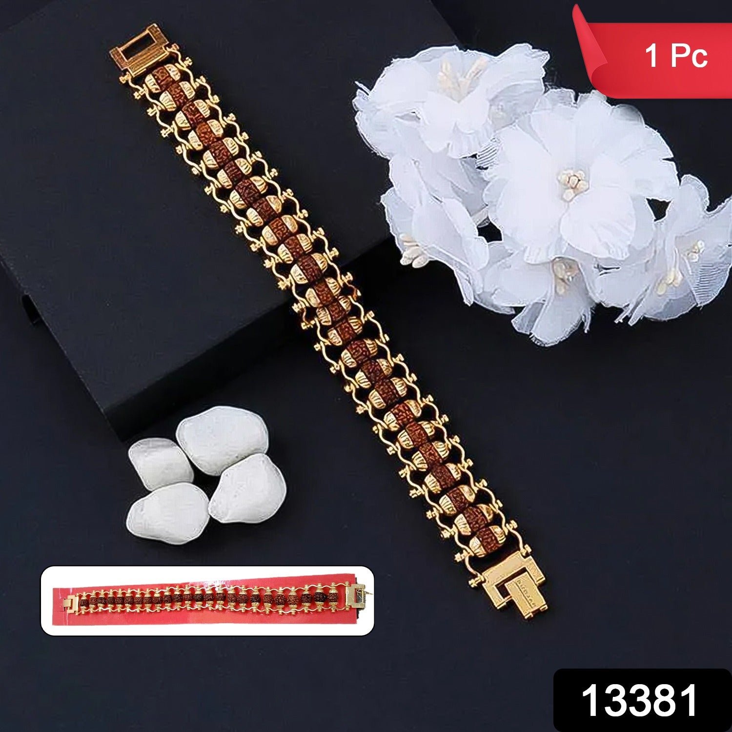 Rudraksha Bracelet – Golden Modern Design for Meditation | Bracelet Bar - Image 3