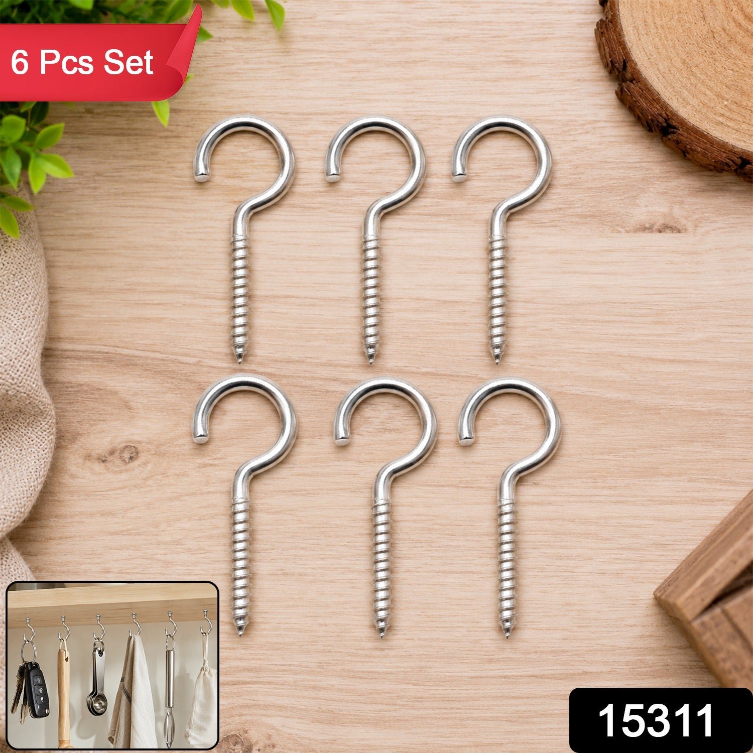 Stainless Steel Eye Hooks – Heavy Duty 6-Piece Screw Set - Image 2