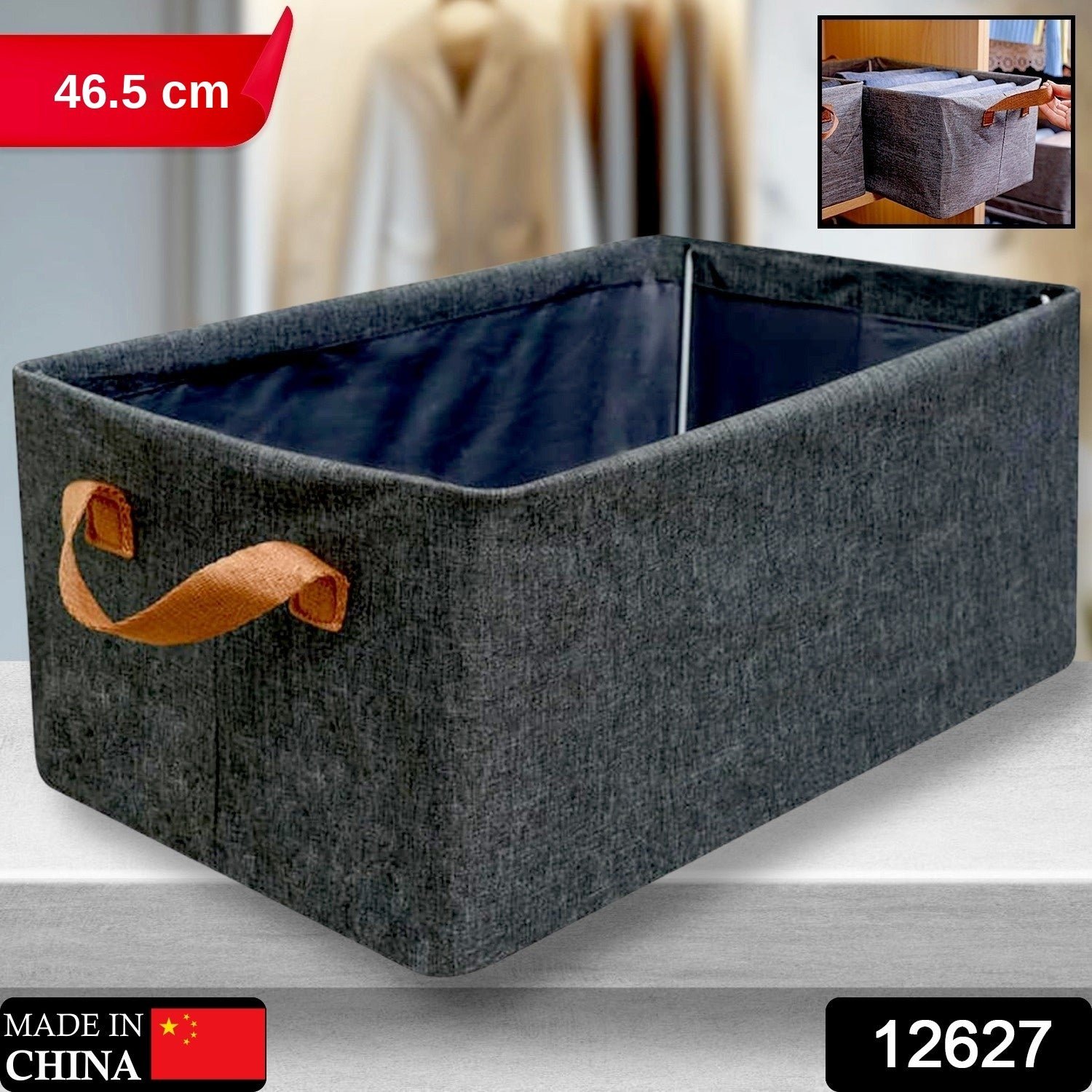 Foldable Storage Box – 46.5 cm Cotton Linen Organizer | Organivo - Image 2