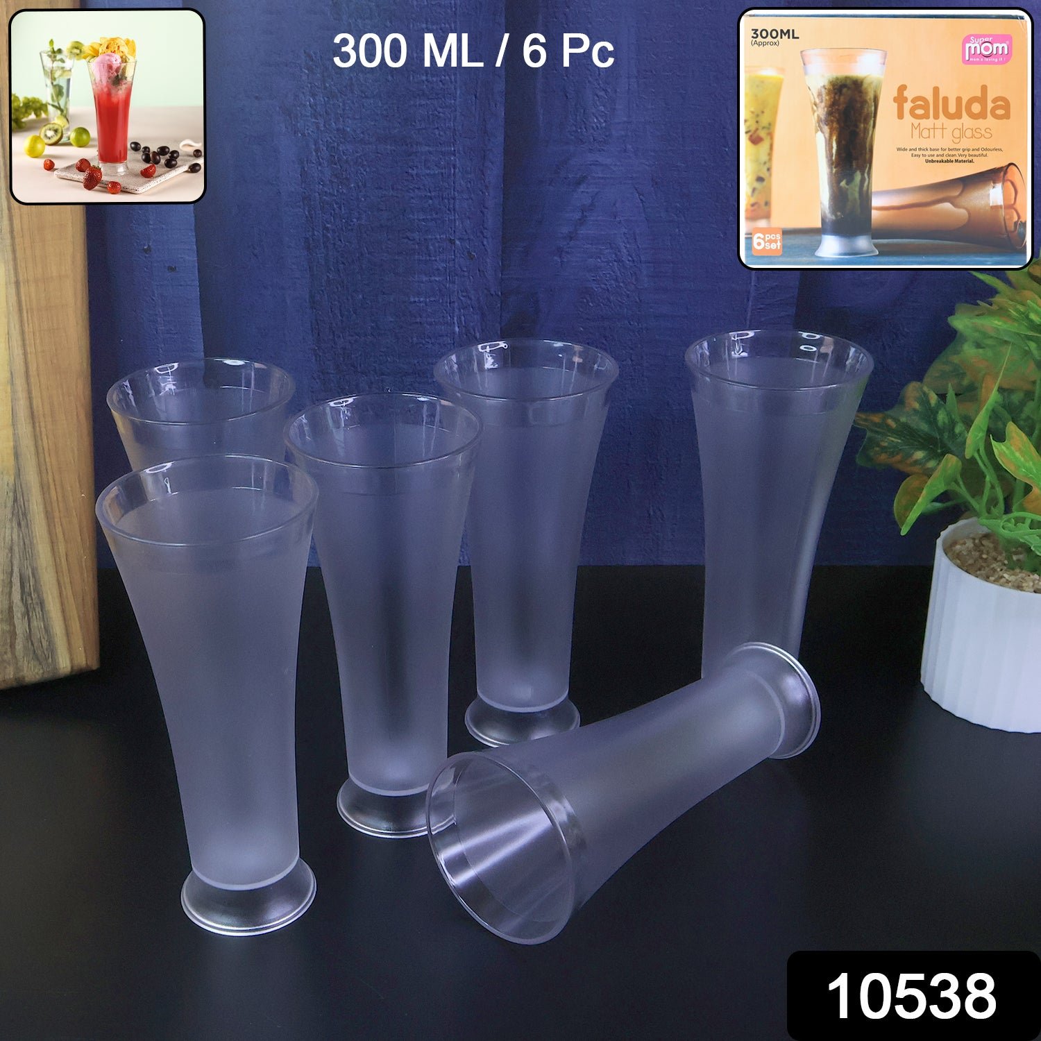 Matt Finish Plastic Glass Set – Durable 300ML 6-Piece Set - Image 2