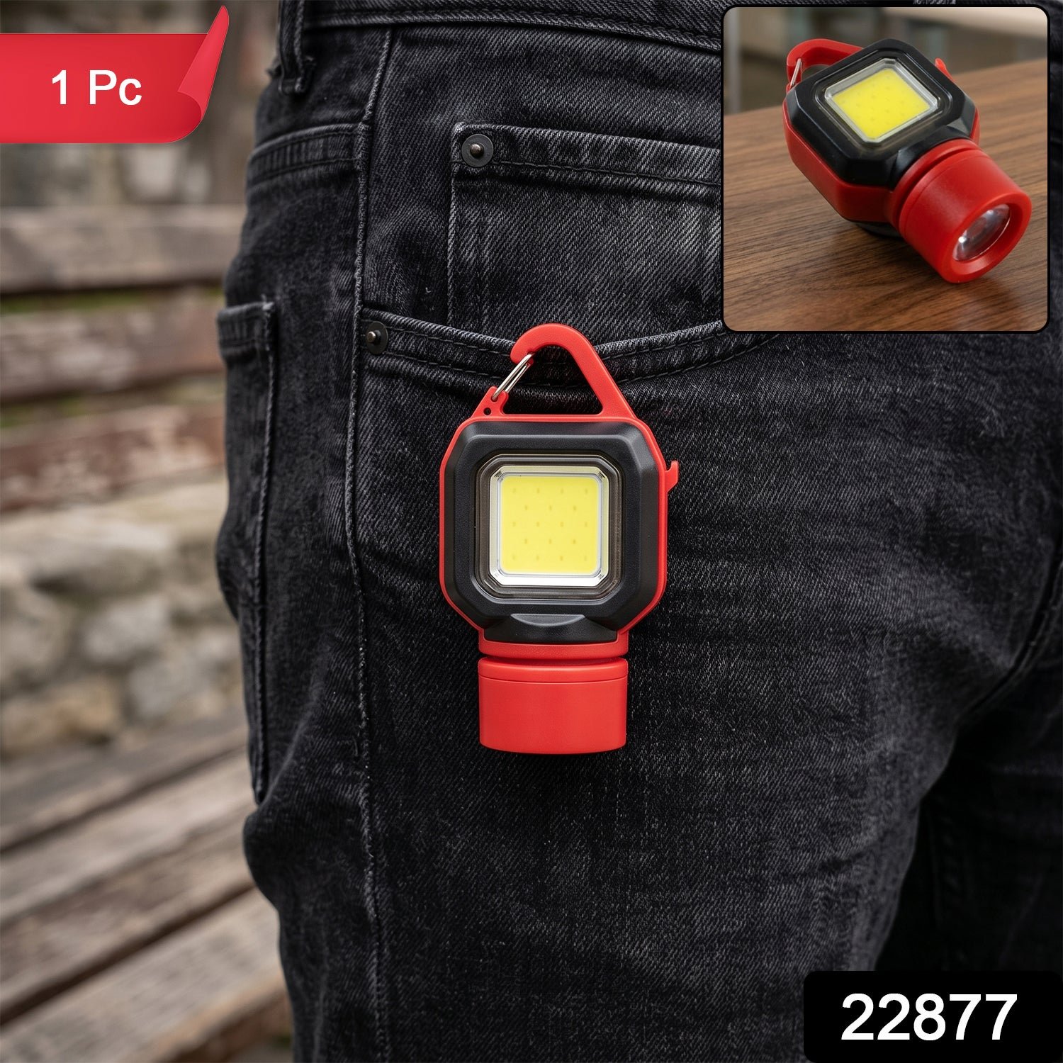 5 Mode Mini COB LED Keychain Flashlight with Carabiner Clip (1 Pc) - Image 2